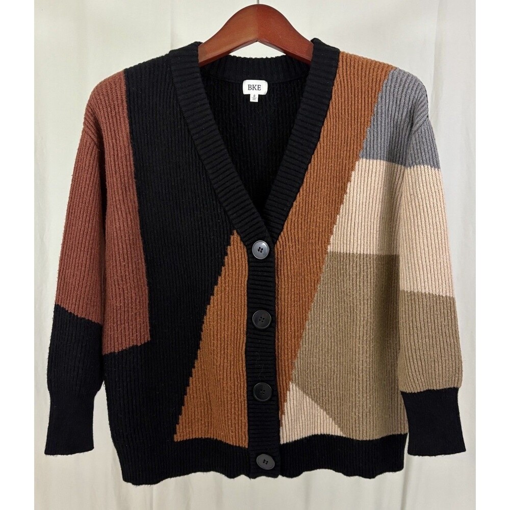 BKE Block Color Fall Cardigan Sweater Grandpacore Size S